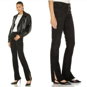 GRLFRND hailey jean in Black Low Rise Slim Boot With Slit Capsule Wardrobe